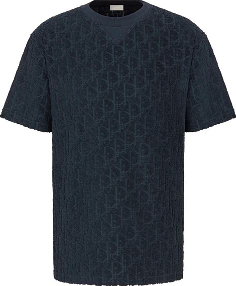 navy blue dior oblique cotton terry jacquard t shirt|terry cotton Dior shirt.